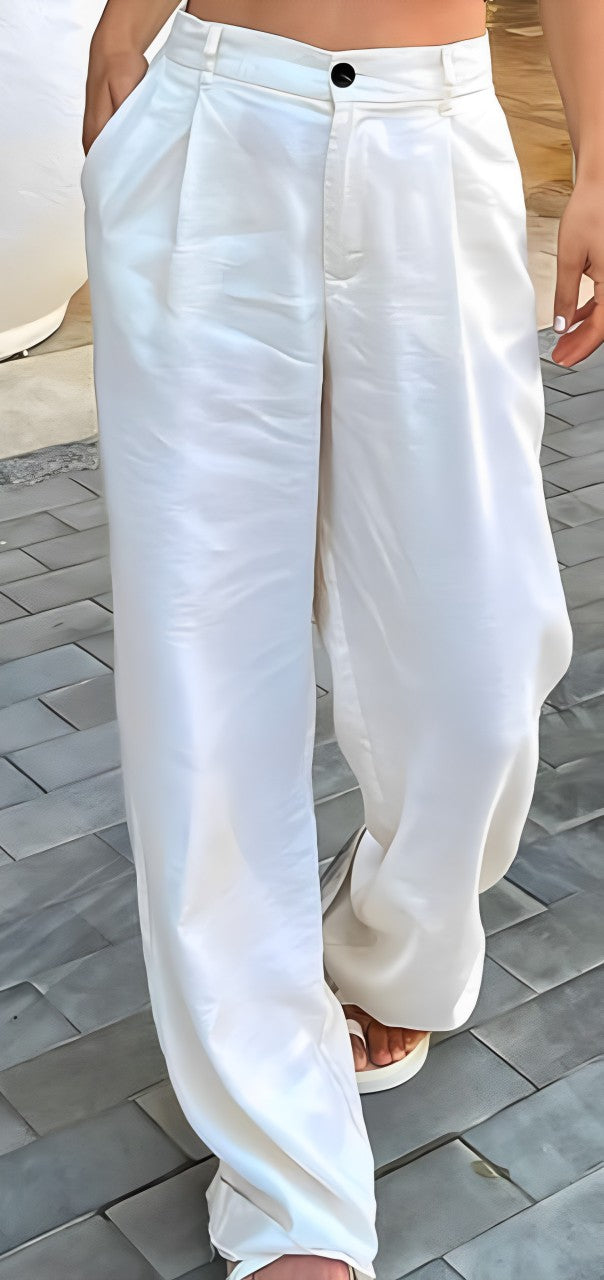 Isabelle - White Flared Trousers