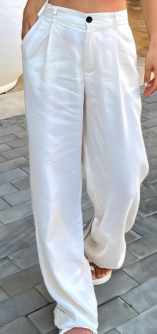 Isabelle - White Flared Trousers