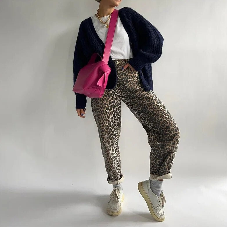 Bonnie - Vintage Leopard Print Jeans