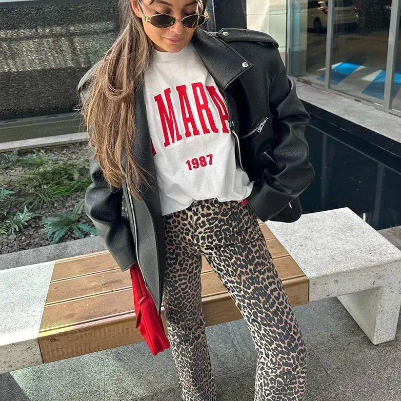 Bonnie - Vintage Leopard Print Jeans