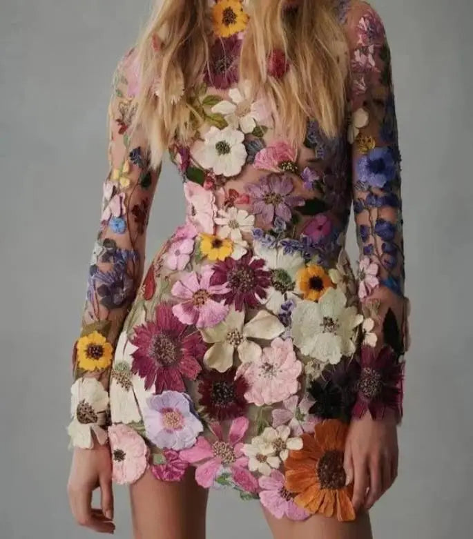 Dolores - Three-dimensional Floral Dress