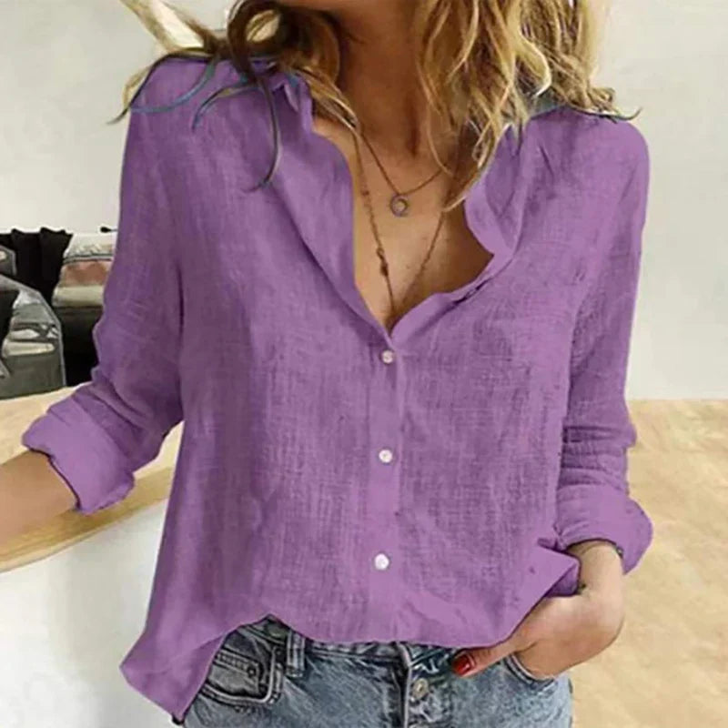 Maelyn - Elegant Casual Women's Long Sleeve Shirt in Cotton and Linen