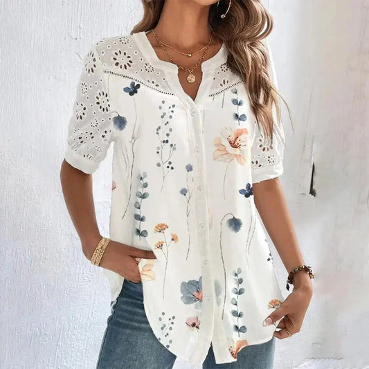 Margaret - Short-Sleeved Lace Blouse